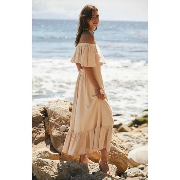 Free People Lynne Midi Dress in Bleached Sand XS NWT - Picture 1 of 14